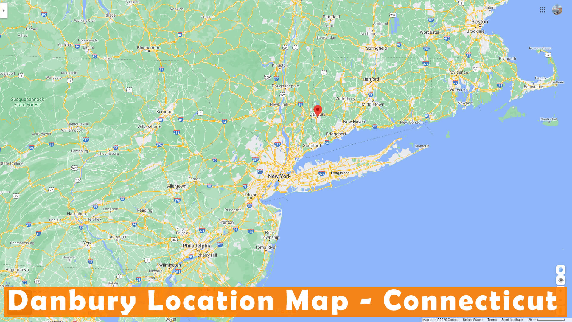 Danbury Location Map Connecticut